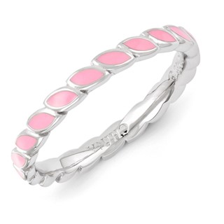 Sterling Silver Stackable Expressions Pink Enameled Ring