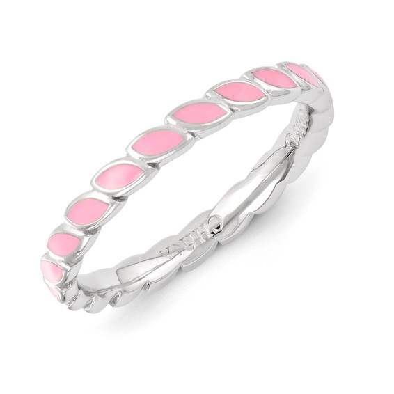 Sterling Silver Stackable Expressions Pink Enameled Ring