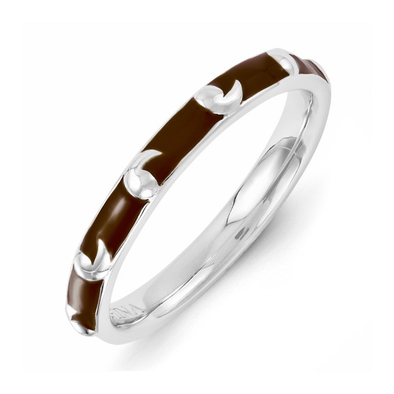 Sterling Silver Stackable Expressions Brown Enameled Ring