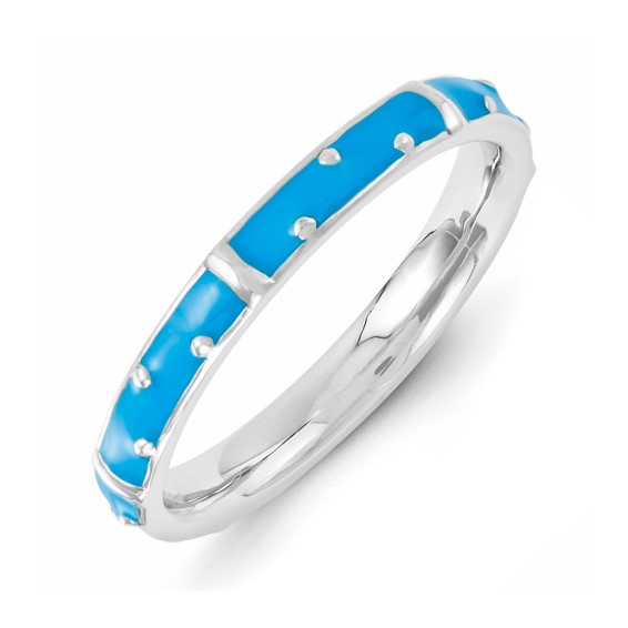 Sterling Silver Stackable Expressions Blue Enameled Ring
