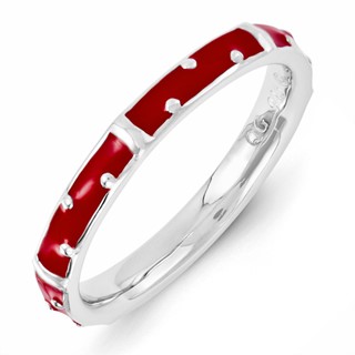 Sterling Silver Stackable Expressions Red Enameled Ring