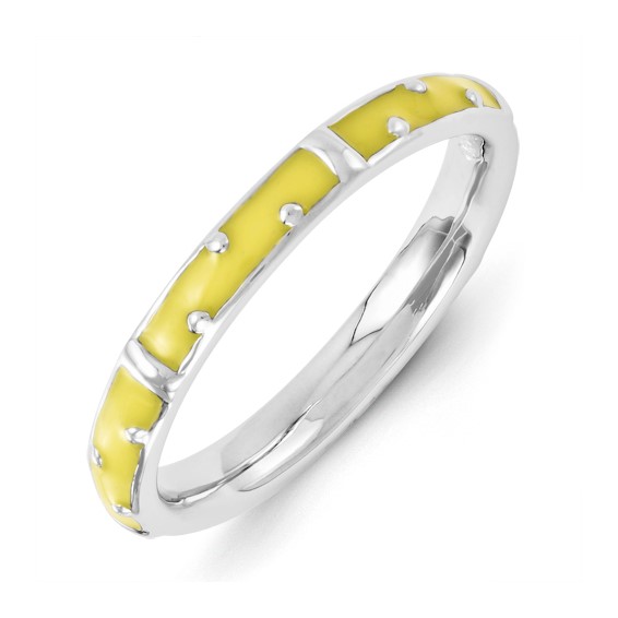 Sterling Silver Stackable Expressions Yellow Enameled Ring
