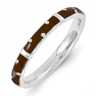 Sterling Silver Stackable Expressions Brown Enameled Ring