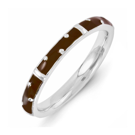 Sterling Silver Stackable Expressions Brown Enameled Ring