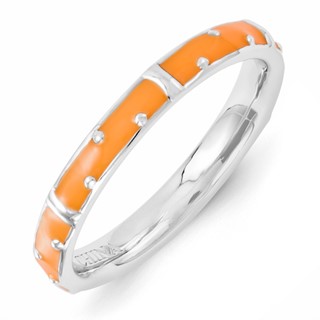 Sterling Silver Stackable Expressions Orange Enameled Ring