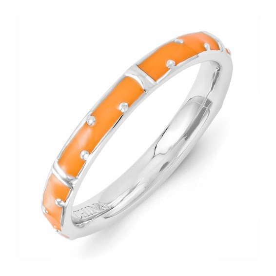 Sterling Silver Stackable Expressions Orange Enameled Ring