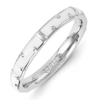 Sterling Silver Stackable Expressions White Enameled Ring