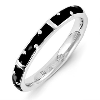 Sterling Silver Stackable Expressions Black Enameled Ring