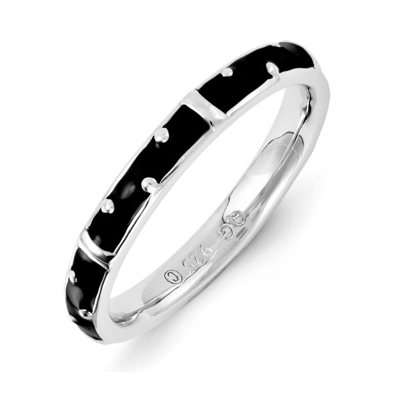 Sterling Silver Stackable Expressions Black Enameled Ring