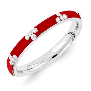 Sterling Silver Stackable Expressions Red Enameled Ring