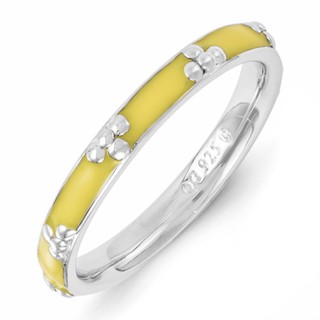 Sterling Silver Stackable Expressions Yellow Enameled Ring