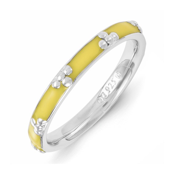 Sterling Silver Stackable Expressions Yellow Enameled Ring