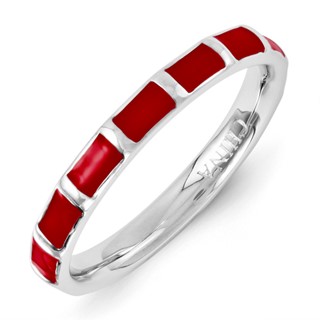 Sterling Silver Stackable Expressions Red Enameled Ring
