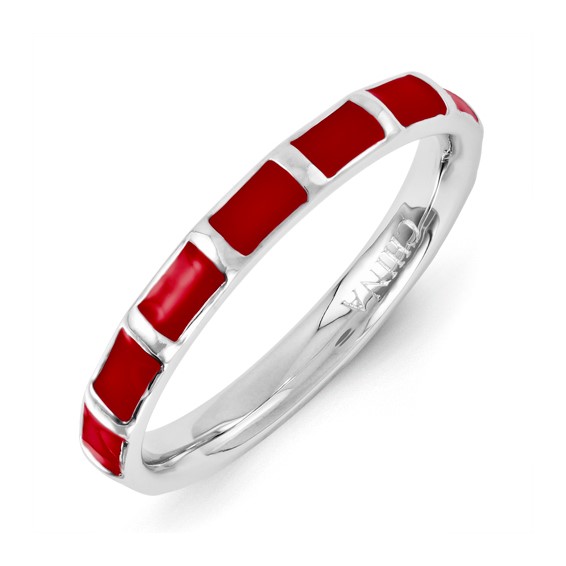 Sterling Silver Stackable Expressions Red Enameled Ring