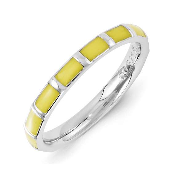 Sterling Silver Stackable Expressions Yellow Enameled Ring