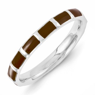 Sterling Silver Stackable Expressions Brown Enameled Ring
