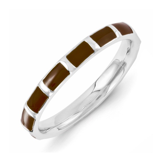 Sterling Silver Stackable Expressions Brown Enameled Ring