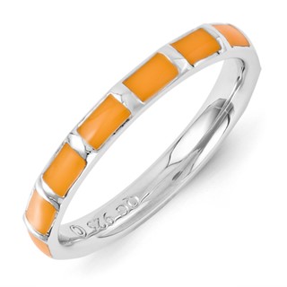 Sterling Silver Stackable Expressions Orange Enameled Ring
