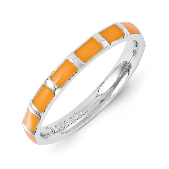 Sterling Silver Stackable Expressions Orange Enameled Ring