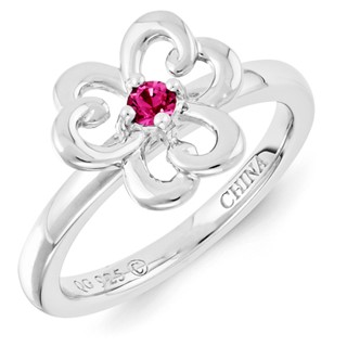 Sterling Silver Stackable Expressions Rose Crystal Ring