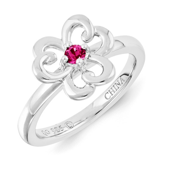 Sterling Silver Stackable Expressions Rose Crystal Ring
