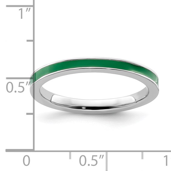 Sterling Silver Stackable Expressions Green Enameled 2.25mm Ring