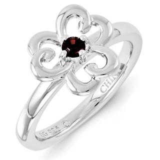Sterling Silver Stackable Expressions Burgundy Crystal Ring