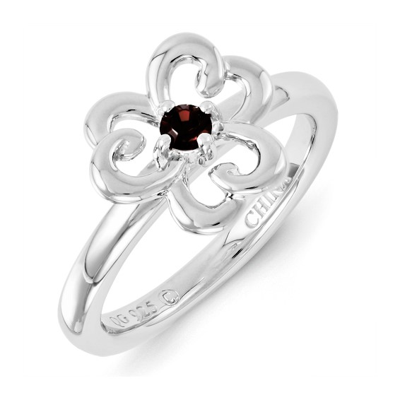 Sterling Silver Stackable Expressions Burgundy Crystal Ring