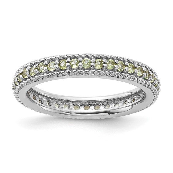 Sterling Silver Stackable Expressions Polished Peridot Eternity Ring