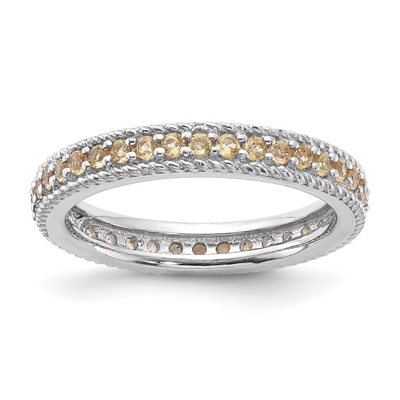 Sterling Silver Stackable Expressions Polished Citrine Eternity Ring