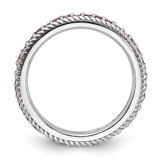 Sterling Silver Stack Exp Polished Created Pink Sapphire Eternity