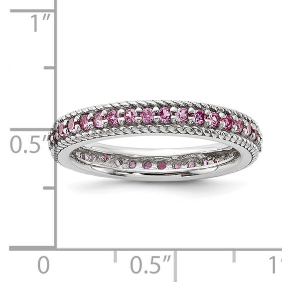 Sterling Silver Stack Exp Polished Created Pink Sapphire Eternity