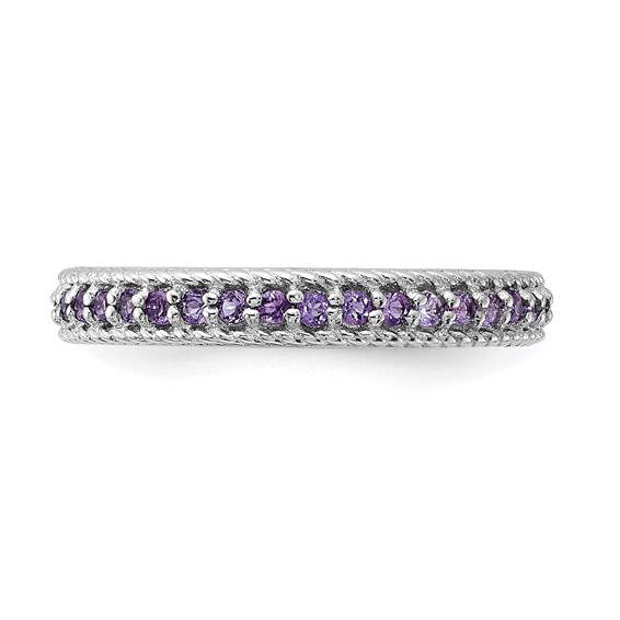 Sterling Silver Stackable Expressions Polished Amethyst Eternity Ring