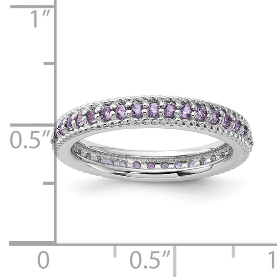 Sterling Silver Stackable Expressions Polished Amethyst Eternity Ring