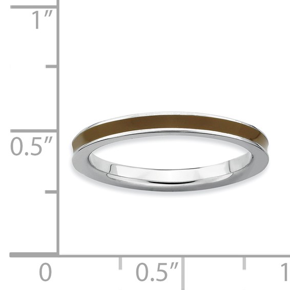 Sterling Silver Stackable Expressions Brown Enameled 2.25mm Ring