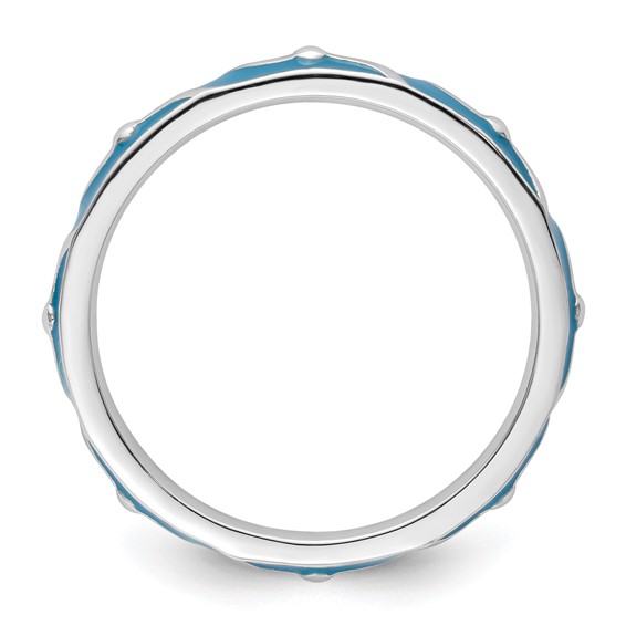 Sterling Silver Stackable Expressions Blue Enamel Ring