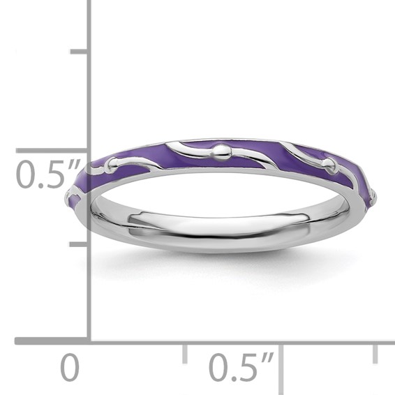 Sterling Silver Stackable Expressions Purple Enamel Ring