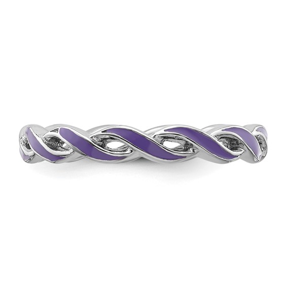 Sterling Silver Stackable Expressions Purple Enamel Ring