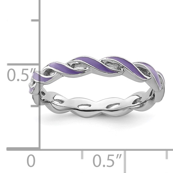 Sterling Silver Stackable Expressions Purple Enamel Ring