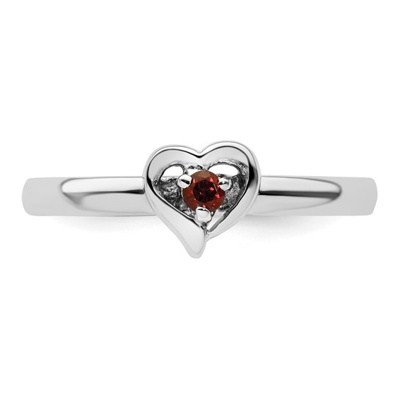Sterling Silver Stackable Expressions Gemstone Heart Rings