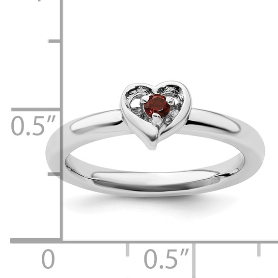 Sterling Silver Stackable Expressions Gemstone Heart Rings