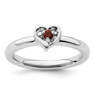 Sterling Silver Stackable Expressions Gemstone Heart Rings