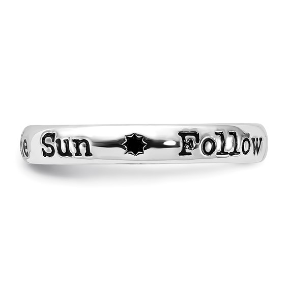 Sterling Silver Stackable Expressions Enameled Lyric Follow the Sun Ring
