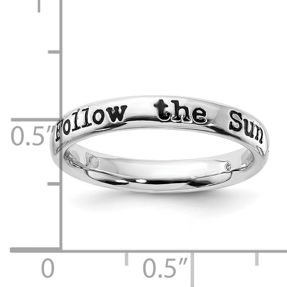 Sterling Silver Stackable Expressions Enameled Lyric Follow the Sun Ring