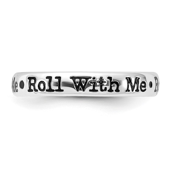 Sterling Silver Stackable Expressions Enameled Lyric Roll with Me Ring