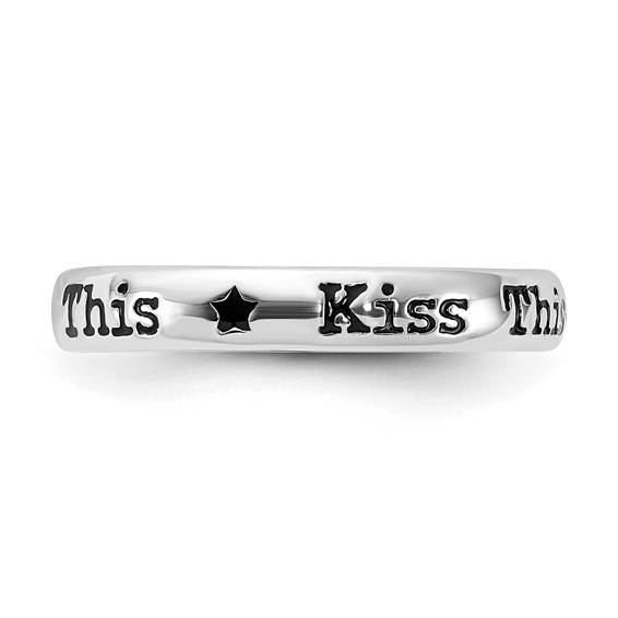 Sterling Silver Stackable Expressions Enameled Lyric Kiss This Ring