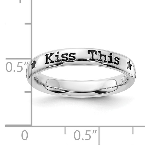 Sterling Silver Stackable Expressions Enameled Lyric Kiss This Ring