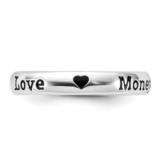 Sterling Silver Stackable Expressions Enameled Lyric Money Can't Buy Me Love Ring