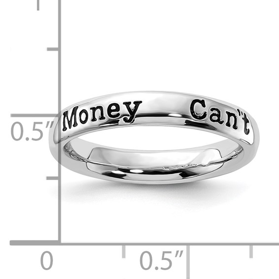 Sterling Silver Stackable Expressions Enameled Lyric Money Can't Buy Me Love Ring