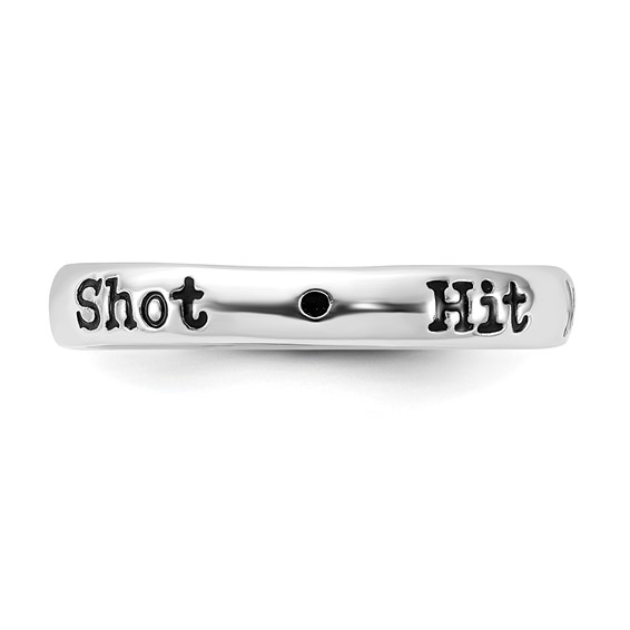 Sterling Silver Stackable Expressions Enameled Lyric Hit Me with Your Best Shot Ring